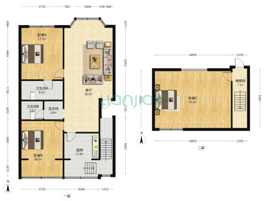 学府街65号 3室1厅3卫 165平方