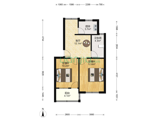 假山路小区 2室1厅1卫 58平方