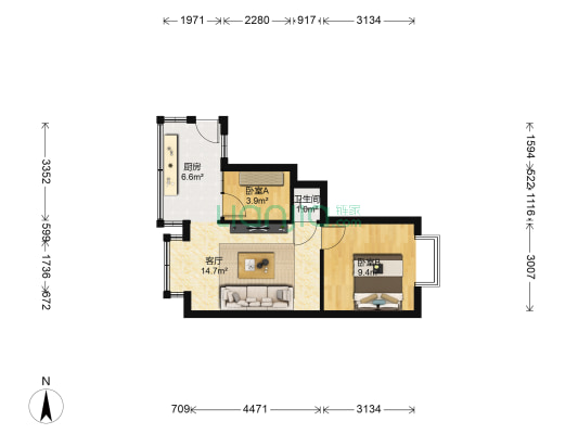 董家湾小区 2室1厅1卫 40平方