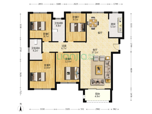 盛澳金尊府 4室1厅2卫 139平方