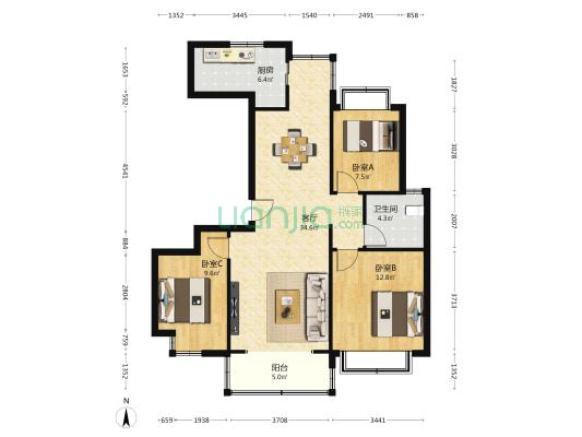 恒大林溪郡 3室1厅1卫 110平方