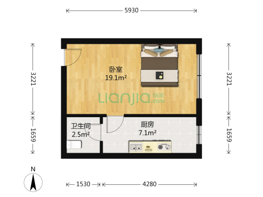 滨才新天地四期城市主场 1室0厅1卫 45平方