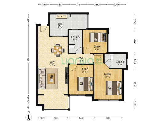 隆腾凌云府 3室1厅2卫 99平方