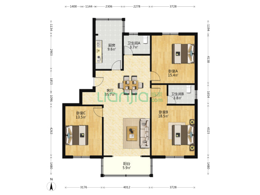 黄坊村83号金伦小区 3室1厅2卫 121平方