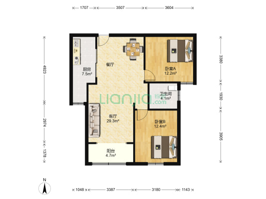 江景苑 2室1厅1卫 88平方