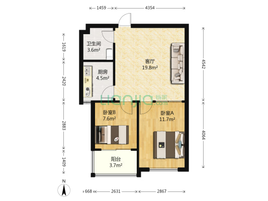 润福家园 2室1厅1卫 74平方
