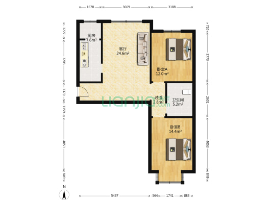 茉莉新城 2室1厅1卫 91平方