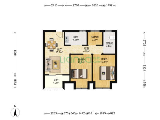 高速时代城西区 2室1厅1卫 75平方
