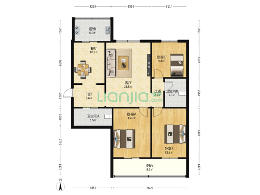 小井峪街33号小区 3室2厅2卫 132平方