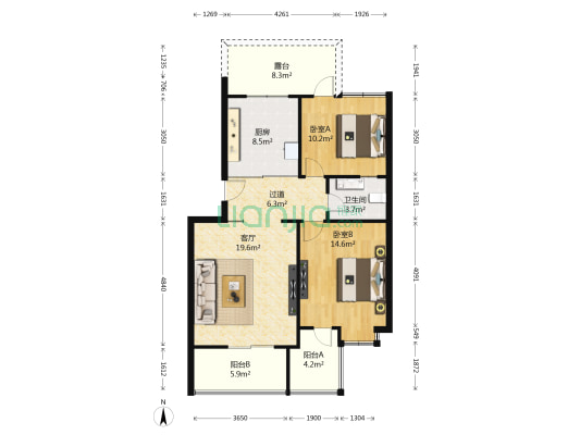 世家星城1期 2室1厅1卫 73平方