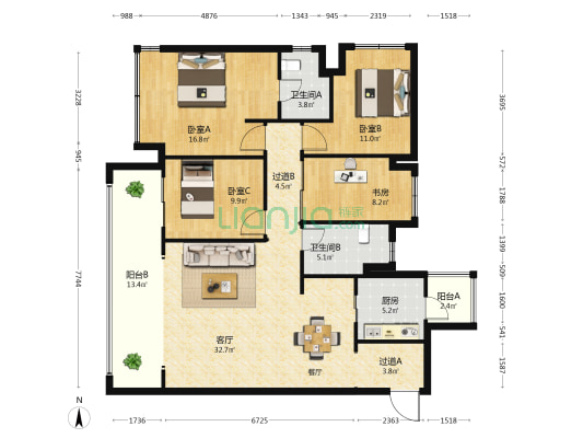 中国铁建西派城樾 4室1厅2卫 143平方