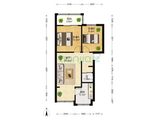 西华小区夏蓉里 2室1厅1卫 56平方