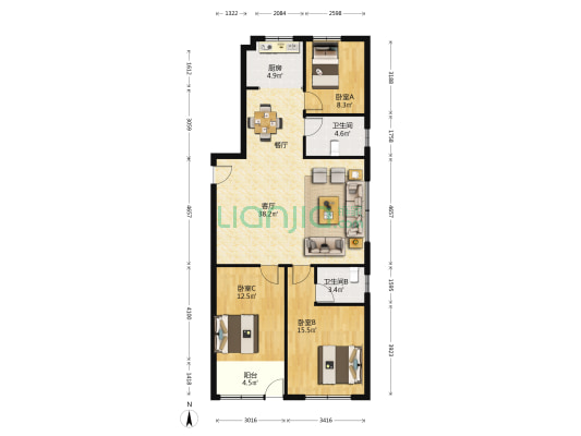金帝惠贤府 3室1厅2卫 132平方