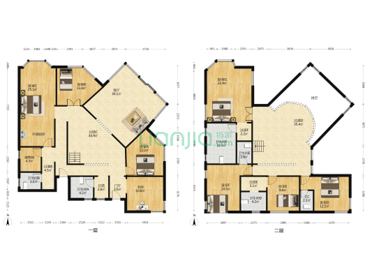 元一高尔夫别墅一期 8室1厅6卫 334平方