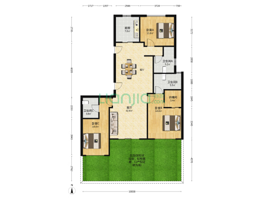 康桥诸子庐 3室1厅3卫 146平方