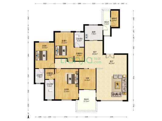 滨江一号 4室2厅3卫 212平方