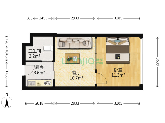 北方汽配 1室1厅1卫 46平方