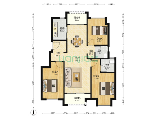 奥山府 3室1厅2卫 99平方