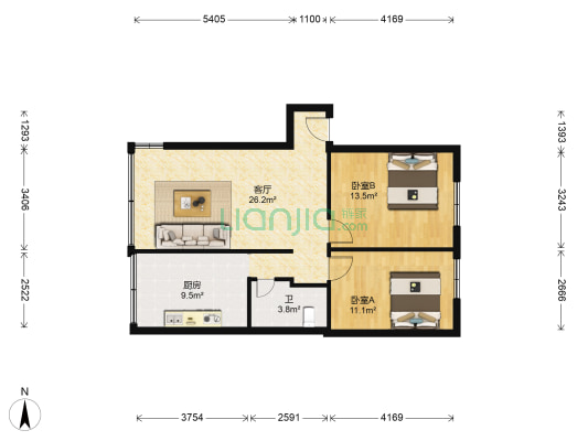 汾江中路56号 2室1厅1卫 74平方