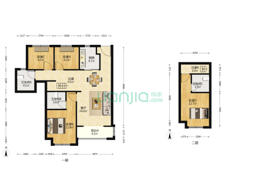 卓越青竹湖 4室1厅3卫 105平方