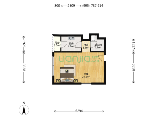 大华西溪风情新天地 1室0厅1卫 57平方