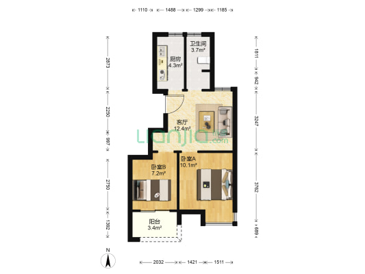 锦绣钱湖 2室1厅1卫 60平方
