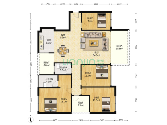 信昌•棠棣之华 4室2厅2卫 132平方