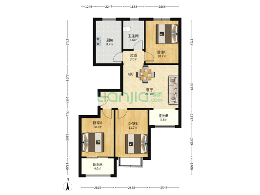 红星D区家园 3室1厅1卫 110平方
