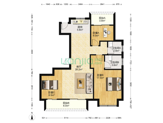 金域澜庭 3室1厅2卫 116平方