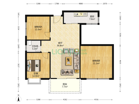 香海驿 1室1厅1卫 118平方