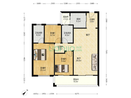 俊发俊云峰 3室1厅2卫 115平方