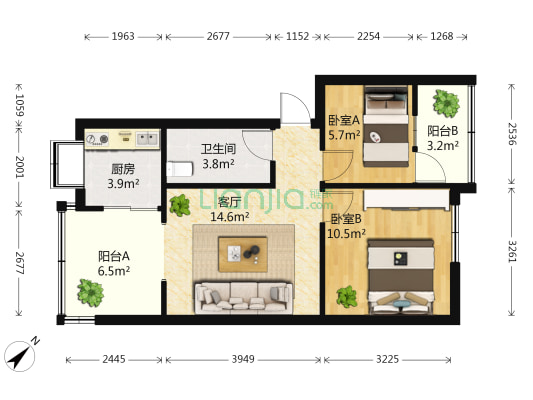 麻线营小区 2室1厅1卫 48平方