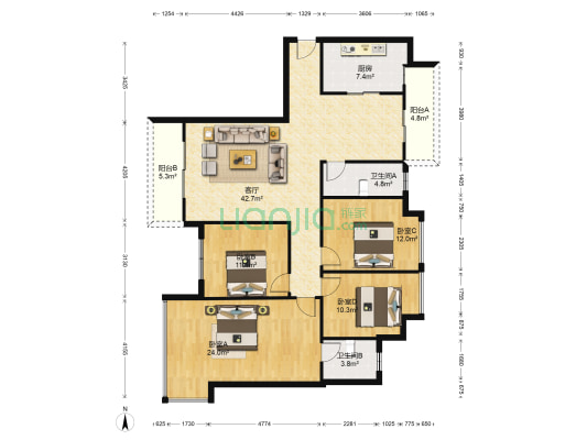 碧桂园东峻晓月苑 4室1厅2卫 141平方