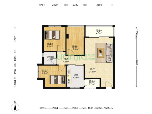 众托花溪里 3室1厅1卫 81平方