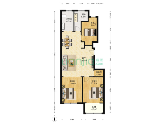 圣基天水苑 3室1厅1卫 113平方