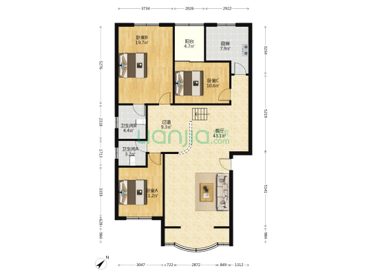 长冶路三段137号 3室1厅2卫 131平方