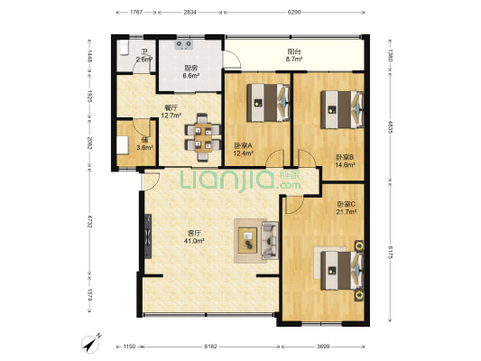 文庙街4号 3室2厅1卫 145平方