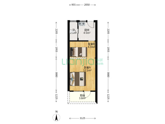 海潮路256弄 2室0厅1卫 38平方