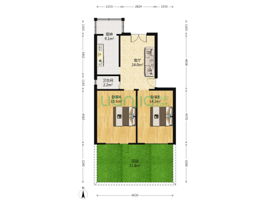 冶金宿舍工程师楼 2室1厅1卫 76平方