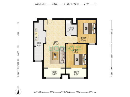 湖滨晋庭 2室1厅1卫 98平方