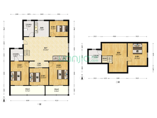 和平广场小区 5室1厅3卫 159平方