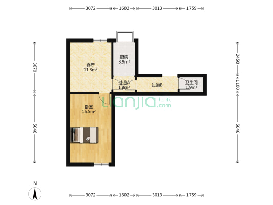 二十四街小区 1室1厅1卫 43平方