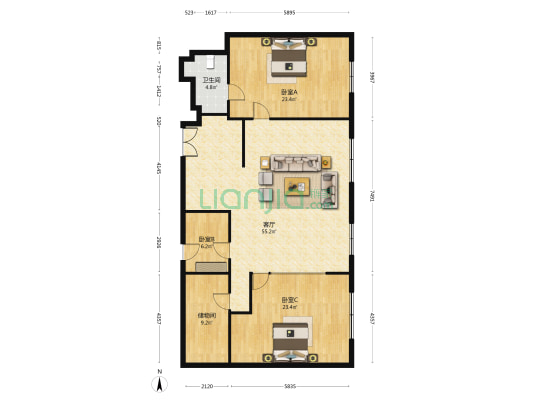 嘉环大厦 3室1厅1卫 195平方