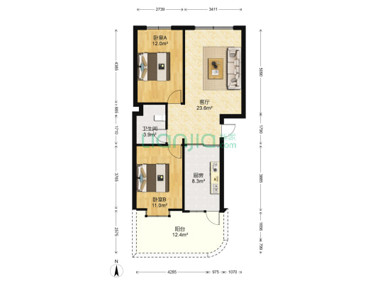 仙湖花园 2室1厅1卫 72平方