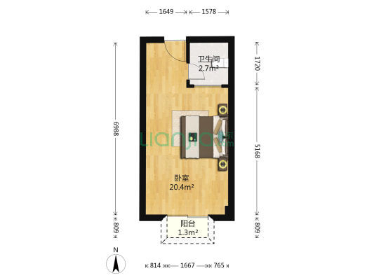 瑞景双座思明 1室0厅1卫 35平方