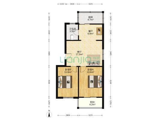 潜山北路470号 2室2厅1卫 70平方