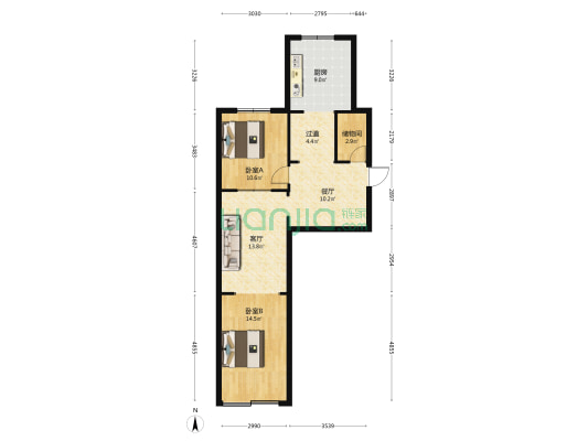桂花苑小区 2室2厅0卫 50平方