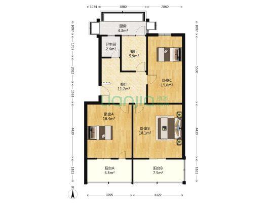 法院东街143号 3室2厅1卫 96平方
