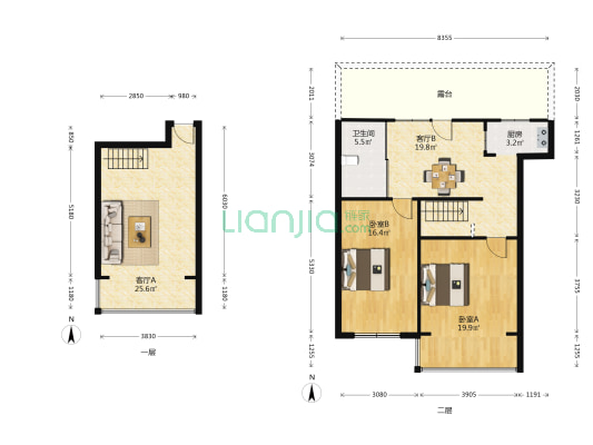 东方之珠凤栖苑 2室2厅1卫 114平方
