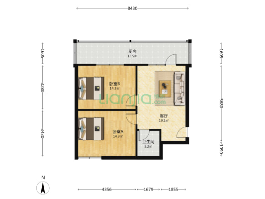 山西交通职业技术学院家属楼 2室1厅1卫 75平方